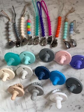 Ryan + Rose Baby Pacifier Clips and Teether Set